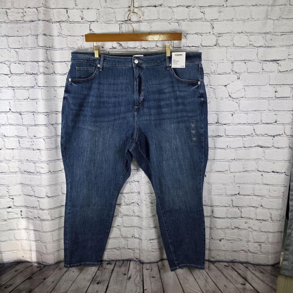 Sonoma Goods For Life Curvy Skinny Jeans Womens 22W Blue Wash High Rise Stretch - Picture 2 of 11